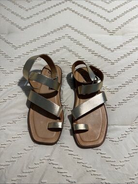 Free People Metallic Gold Multi-Strap Sandals